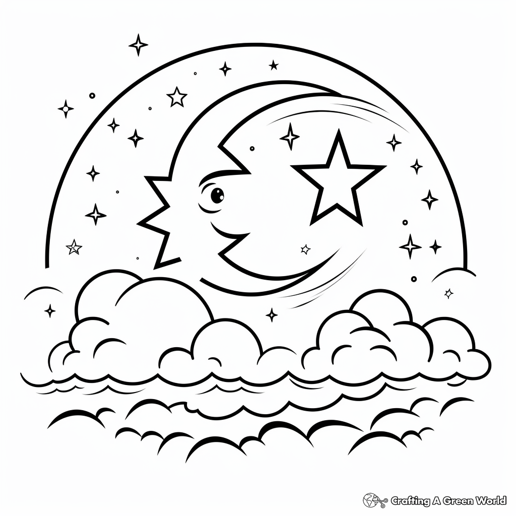 Sun moon and stars coloring pages