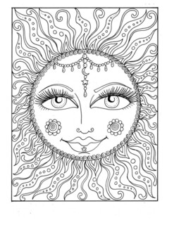 Stylised sun moon stars coloring by mrfitz tpt