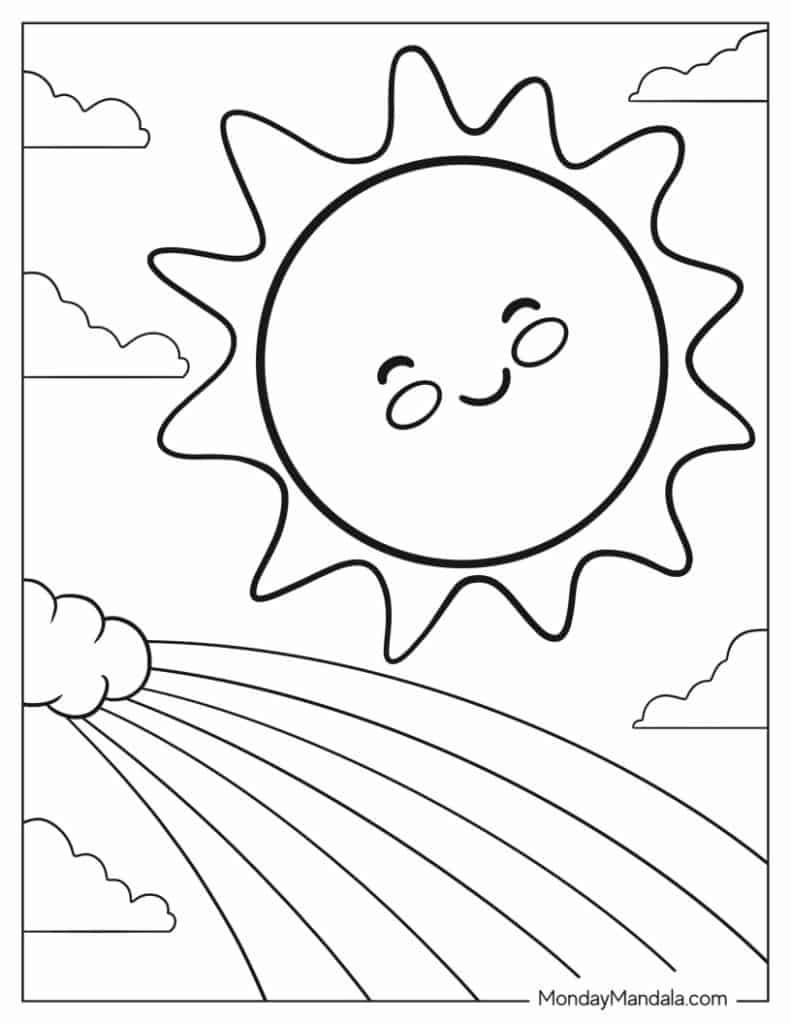 Sun coloring pages free pdf printables