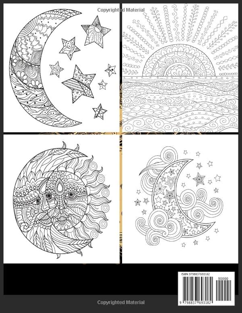 Sun moon stars adult coloring book an adult coloring book with sun moon and stars designs for stress relief and relaxation hosen mozammel books