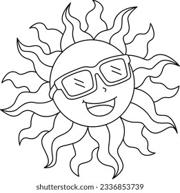 Sun happy summer isolated coloring page stock vector royalty free