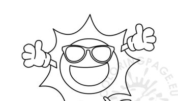 Happy sun with sunglasses illustration coloring page