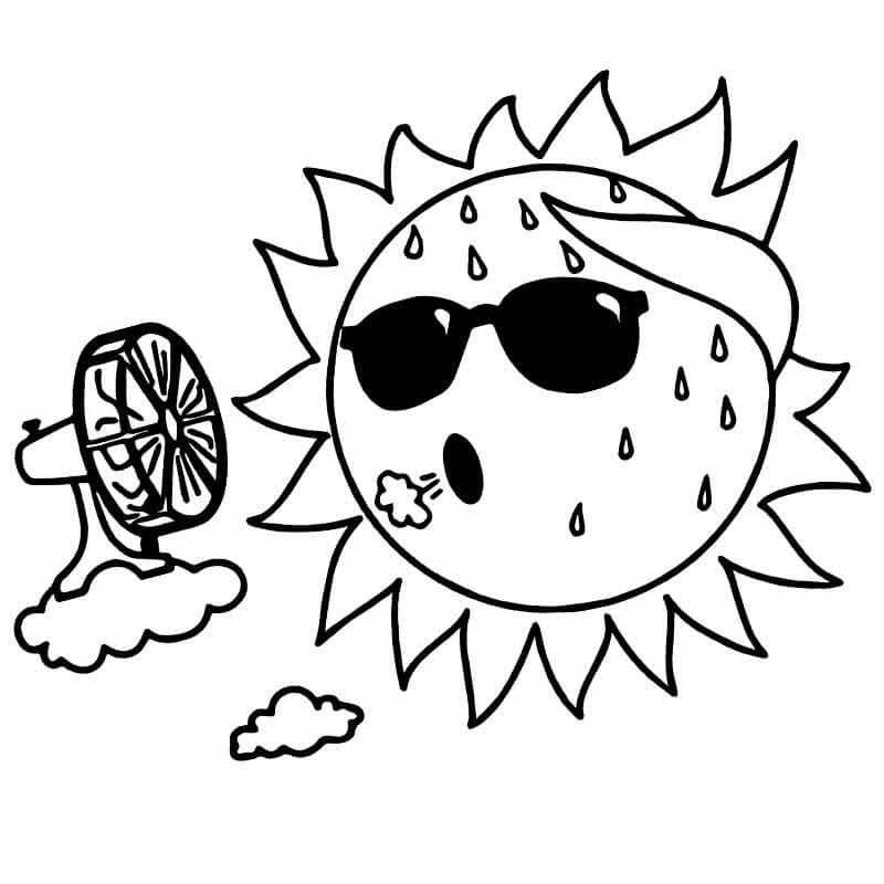 Funny sun coloring page