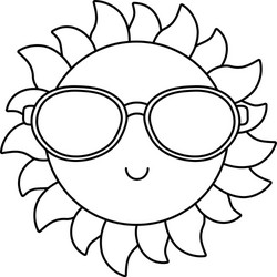 Smiling sun black white vector images over