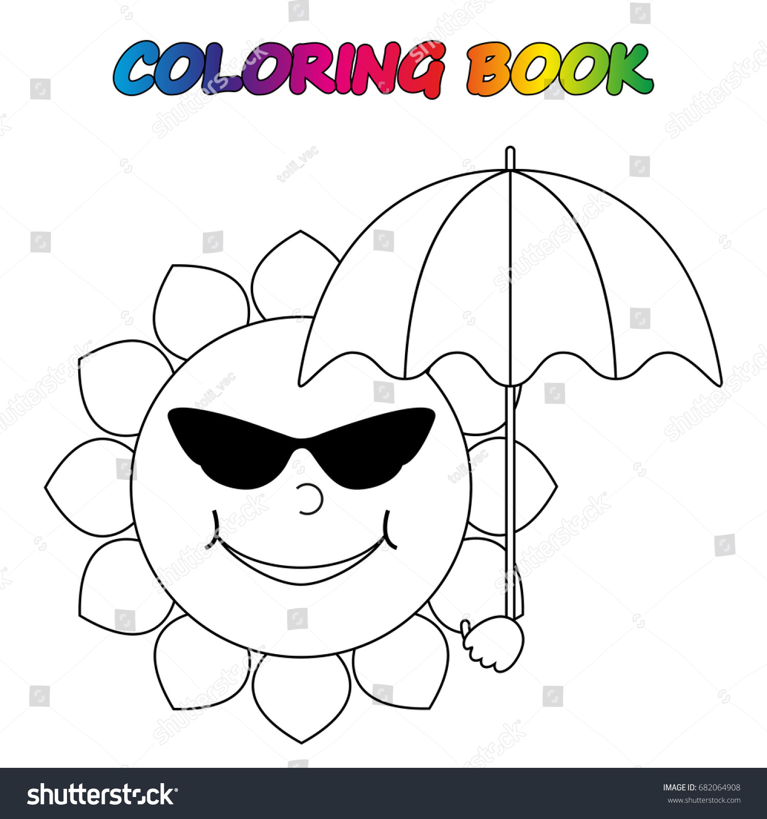 Sun coloring book coloring page educate stock vector royalty free