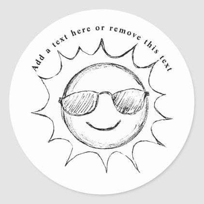 Sun wearing sunglasses sketch classic round sticker