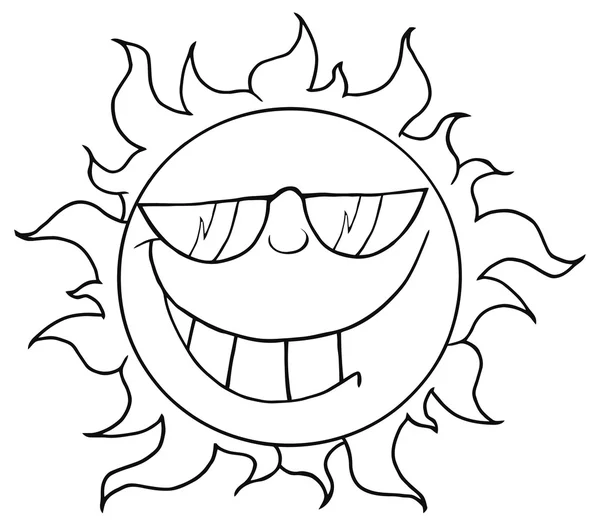 Outline of a cool sun wearing shades stock illustration by hittoon