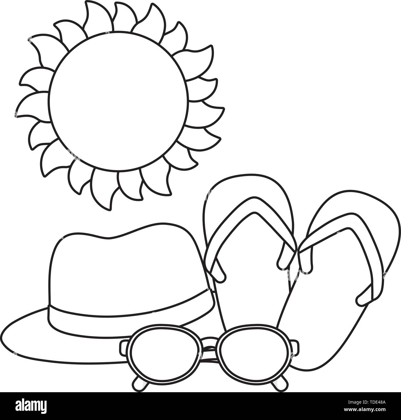 Sun hat sunglasses black and white stock photos images