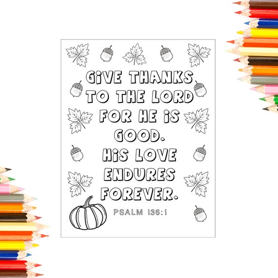 Thanksgiving coloring page bible verse coloring page childrens church sunday school homeschool childrens ministry kids fall coloring