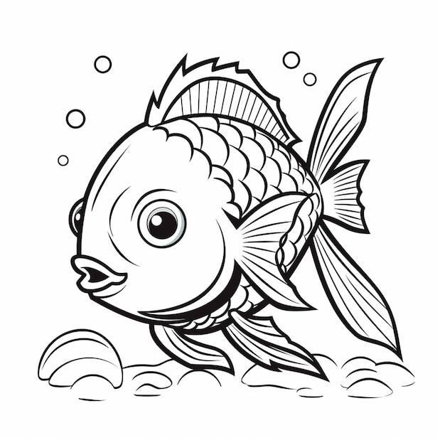 Premium ai image freshwater sunfish cute flat design cute angel cute coloring book kawaii line art