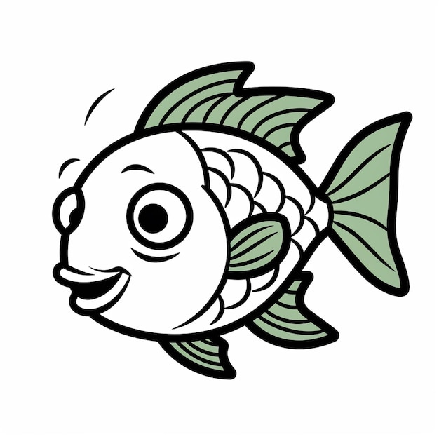 Premium ai image green sunfish kawaii cute cute flat coloring book kawaii line art