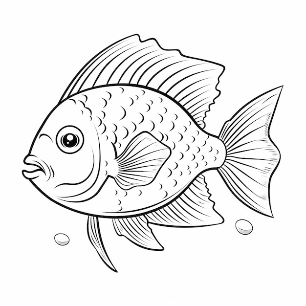 Premium ai image redear sunfish size kids drawingcute coloring book kawaii line art