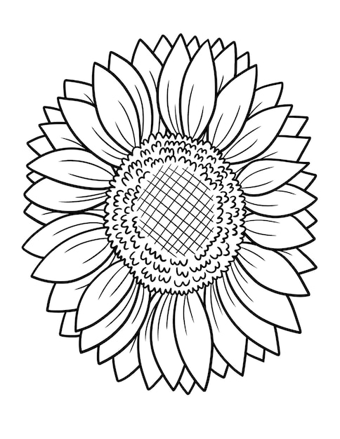 Premium vector sunflower coloring page for adults