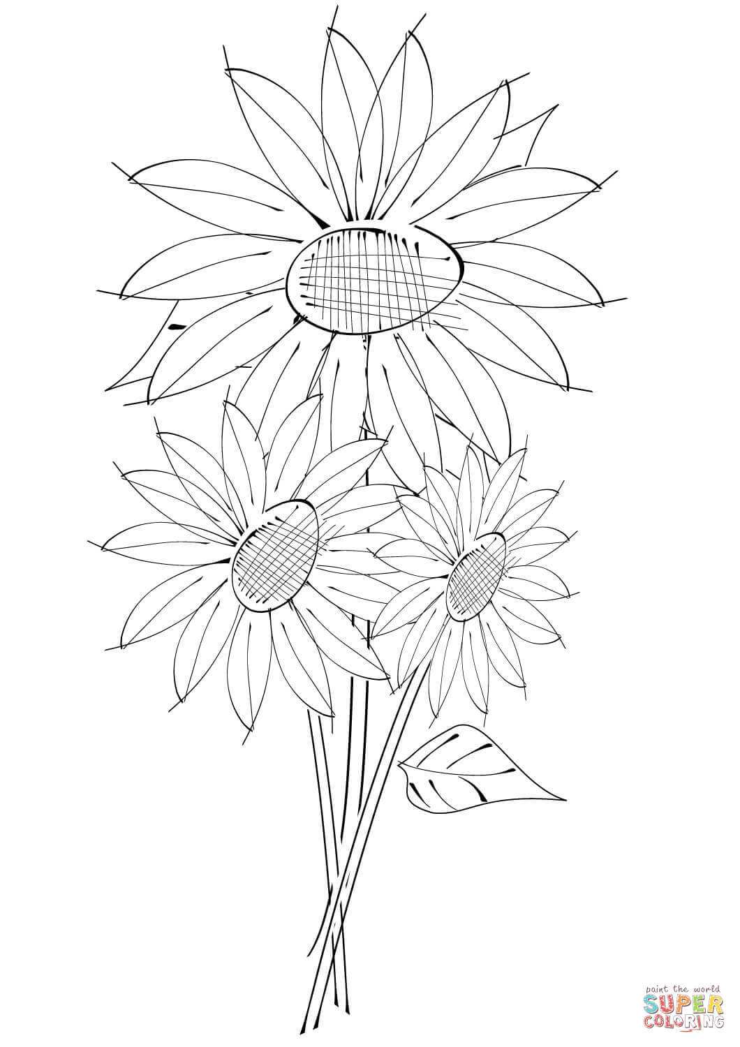 Sunflowers coloring page free printable coloring pages