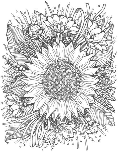 Line sunflower tattoo