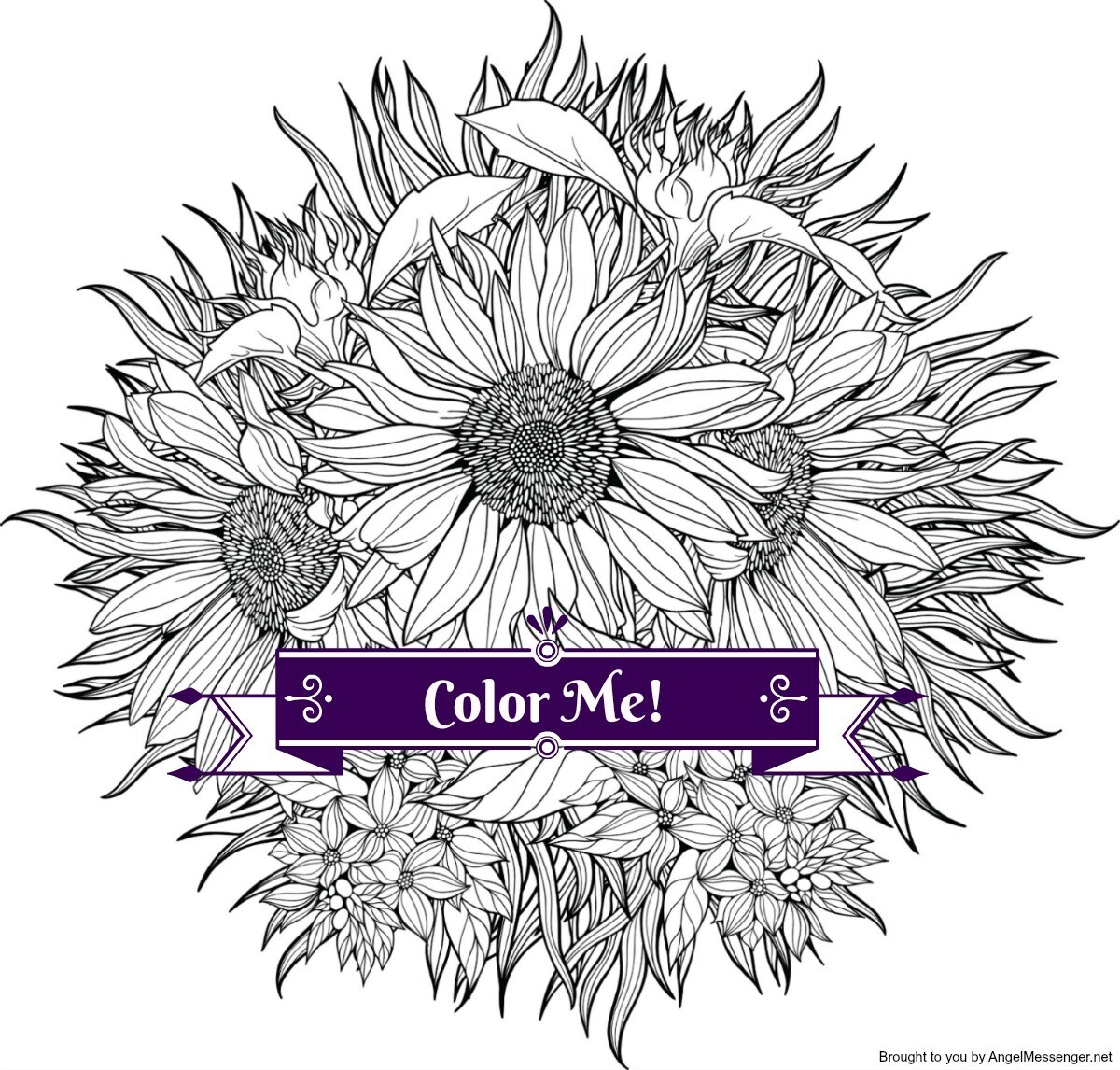 Sunflower coloring page adult coloring page â angel messenger online store â angel messenger