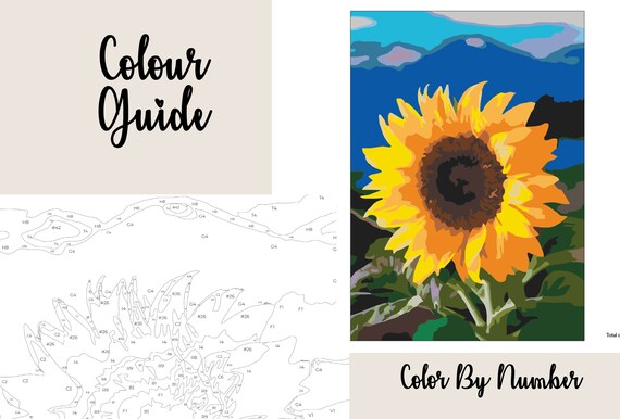 Sunflower painting by numbers ukraine coloring page printable coloring page nature art printable pdf color by numbers adult craft as