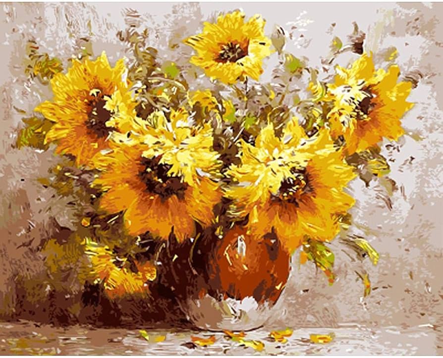Painting by number sunflower sunflower diy living room loring by numbers der art room deration art picture home kitchen