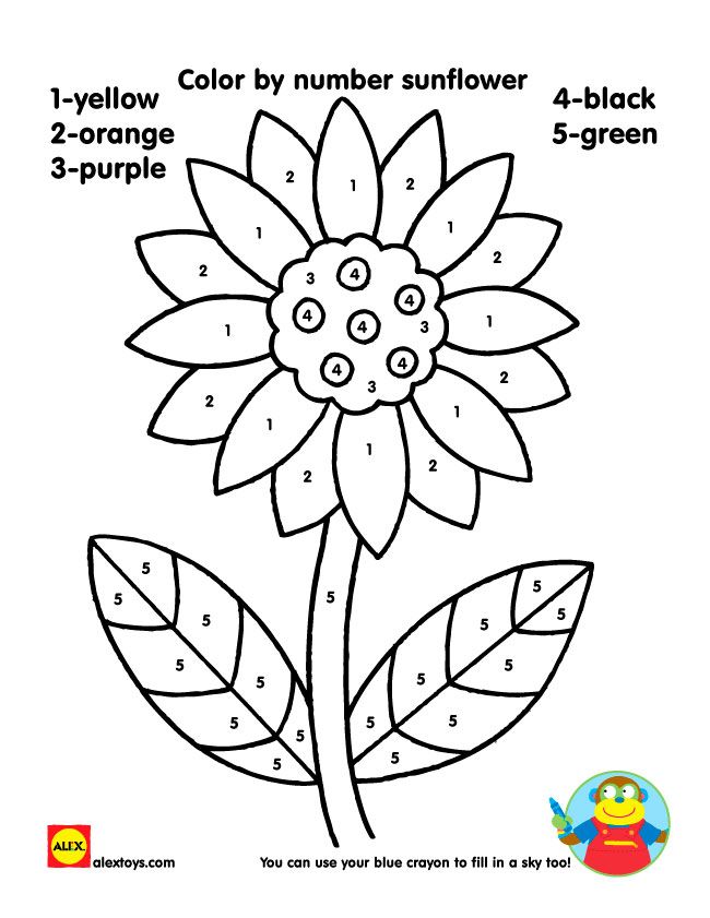 Color by number sunflower printable