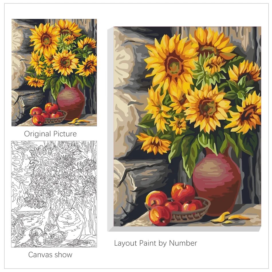 Coloring by number painting by number flower canva drawing figure oil painting handpainted home decor gift