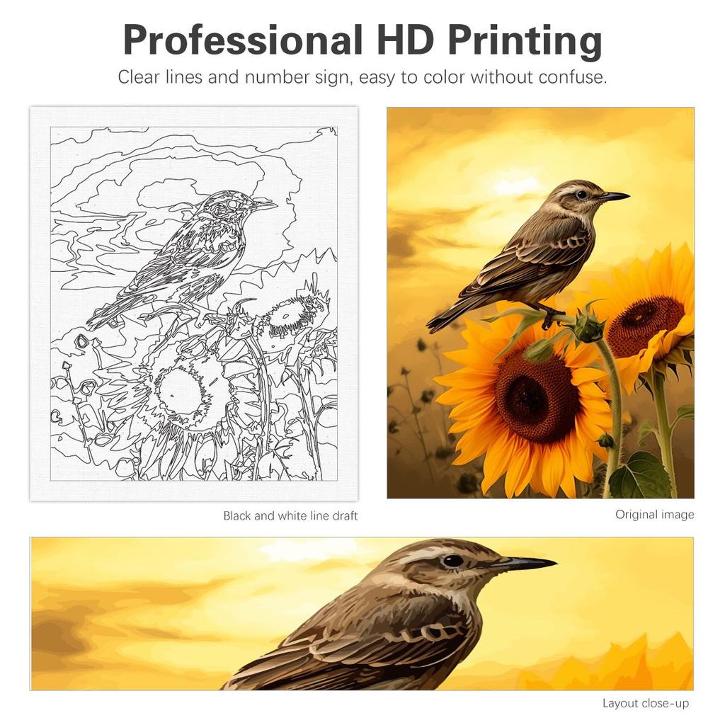Cheap frame sunflowers painting by numbers for adults birds animals picture coloring by numbers for home wall decors diy gift xcm