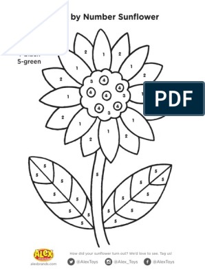A bright and colorful sunflower an easy color by number activity pdf