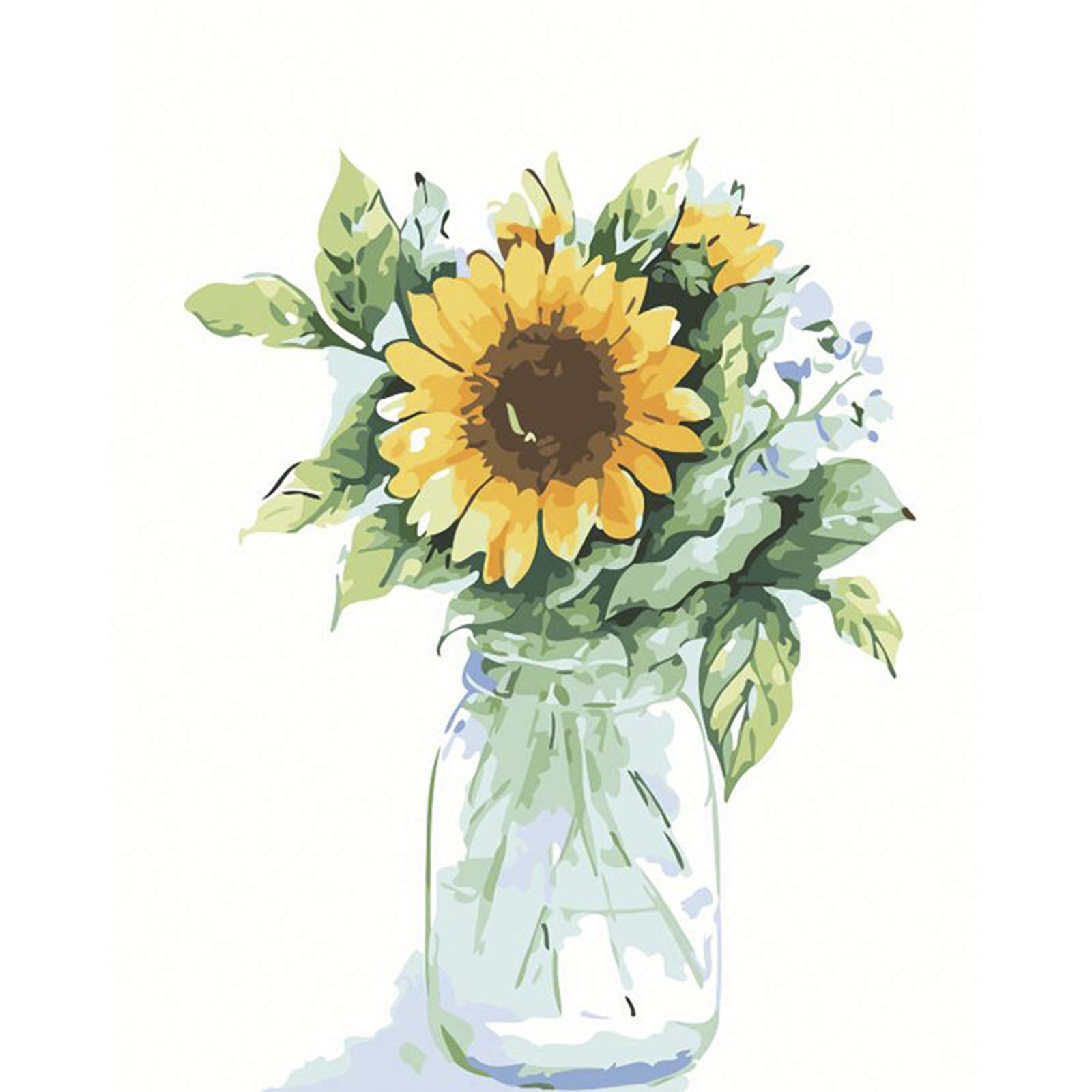 Paint by numbers for adults kids easy for beginner sunflowers diy acrylic paint oil painting on canvas drawing paintwork paintbrushes art crafts wall art decorations x frameless