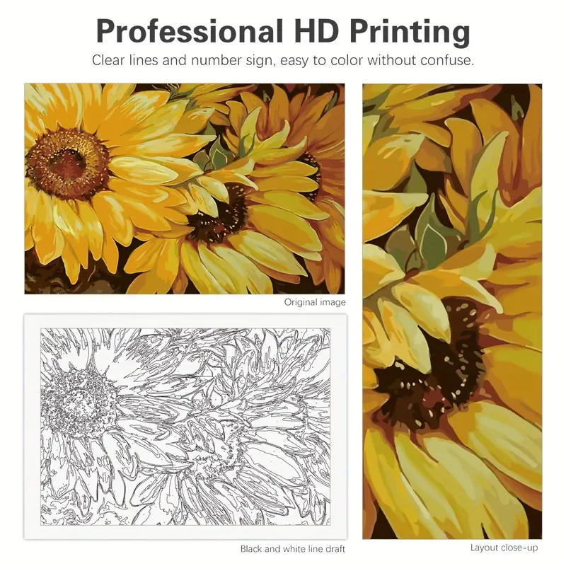 Paint by numbers for adults and beginners sunflower easy