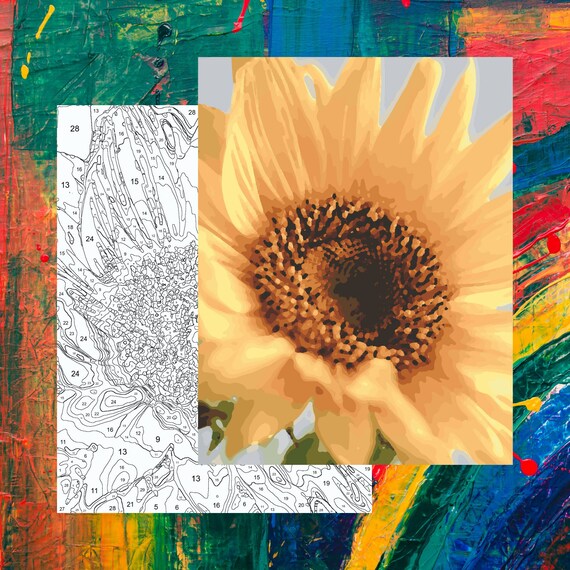 Sunflower paint by number sunflower coloring by number