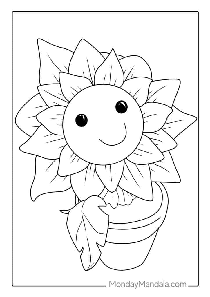 Sunflower coloring pages free pdf printables