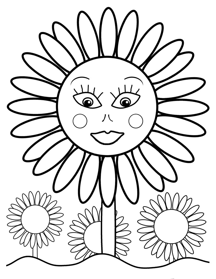 Free printable sunflower coloring pages for kids