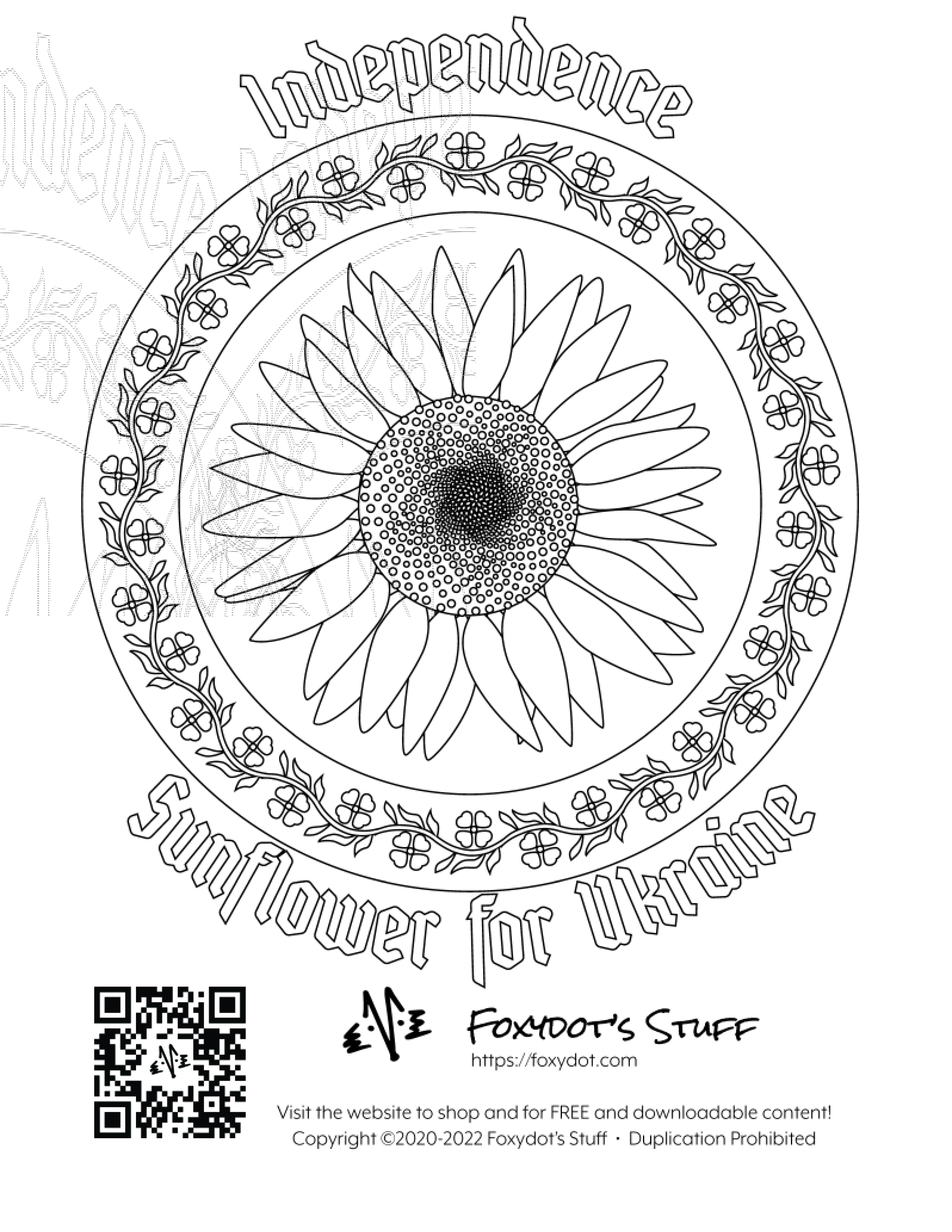 Sunflower for ukraine free coloring page