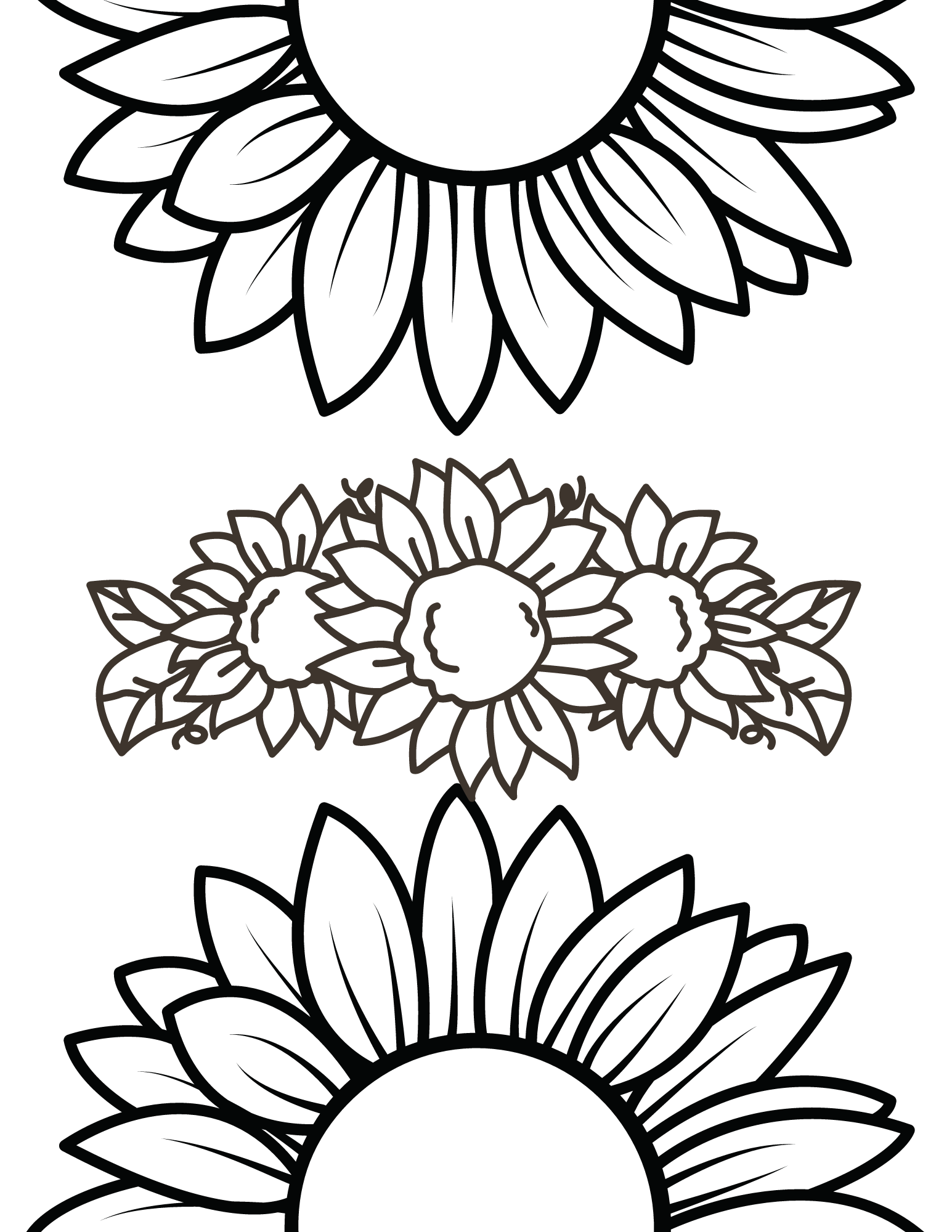Free sunflower coloring pages for adults and kids