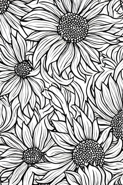 Premium photo sunflower coloring page for kids and adults