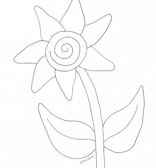 Cheerful sunflower coloring page â wee folk art