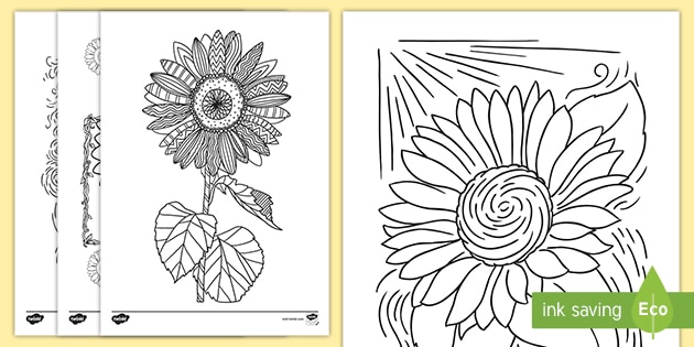 Sunflower louring free printable art therapy worksheets