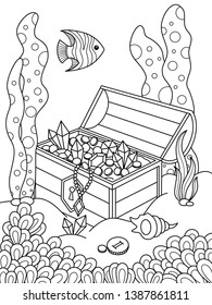 Sea doodle coloring book page sunken stock vector royalty free