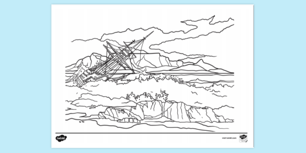 Shipwreck colouring page colouring sheets teacher made