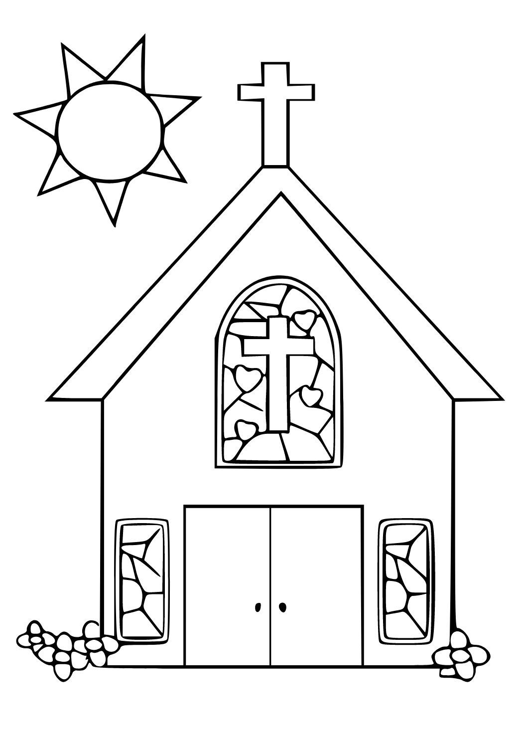 Free printable church sun coloring page sheet and picture for adults and kids girls and boys