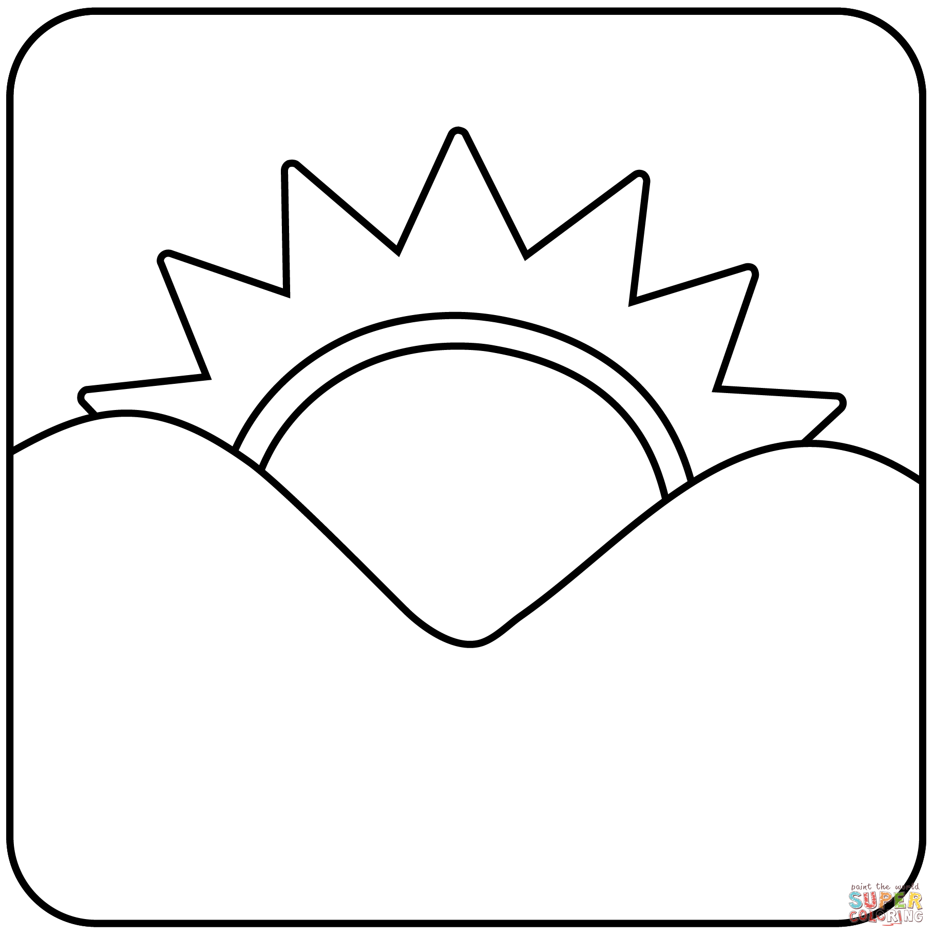 Sunrise over mountains emoji coloring page free printable coloring pages