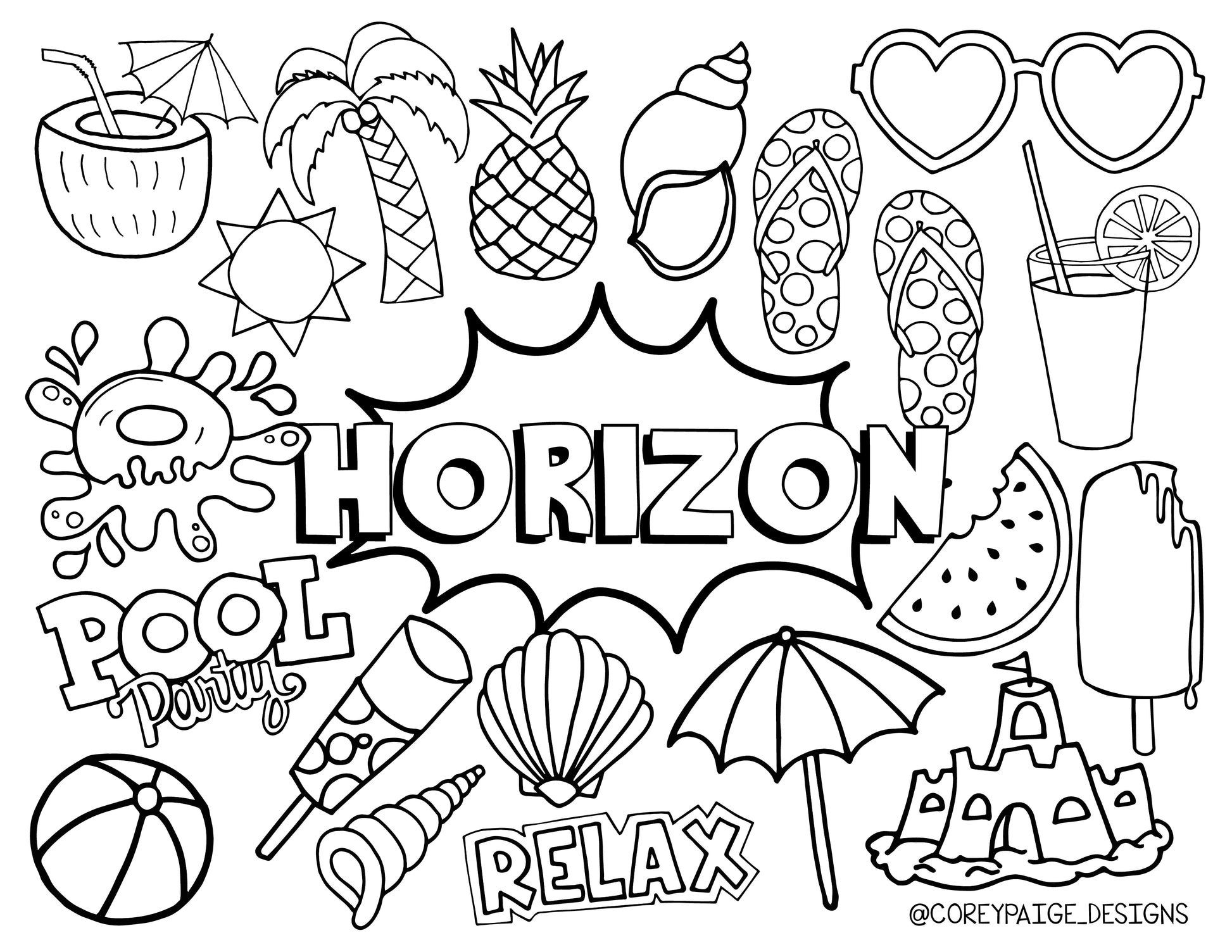 Sunrise day camp coloring sheet pack â