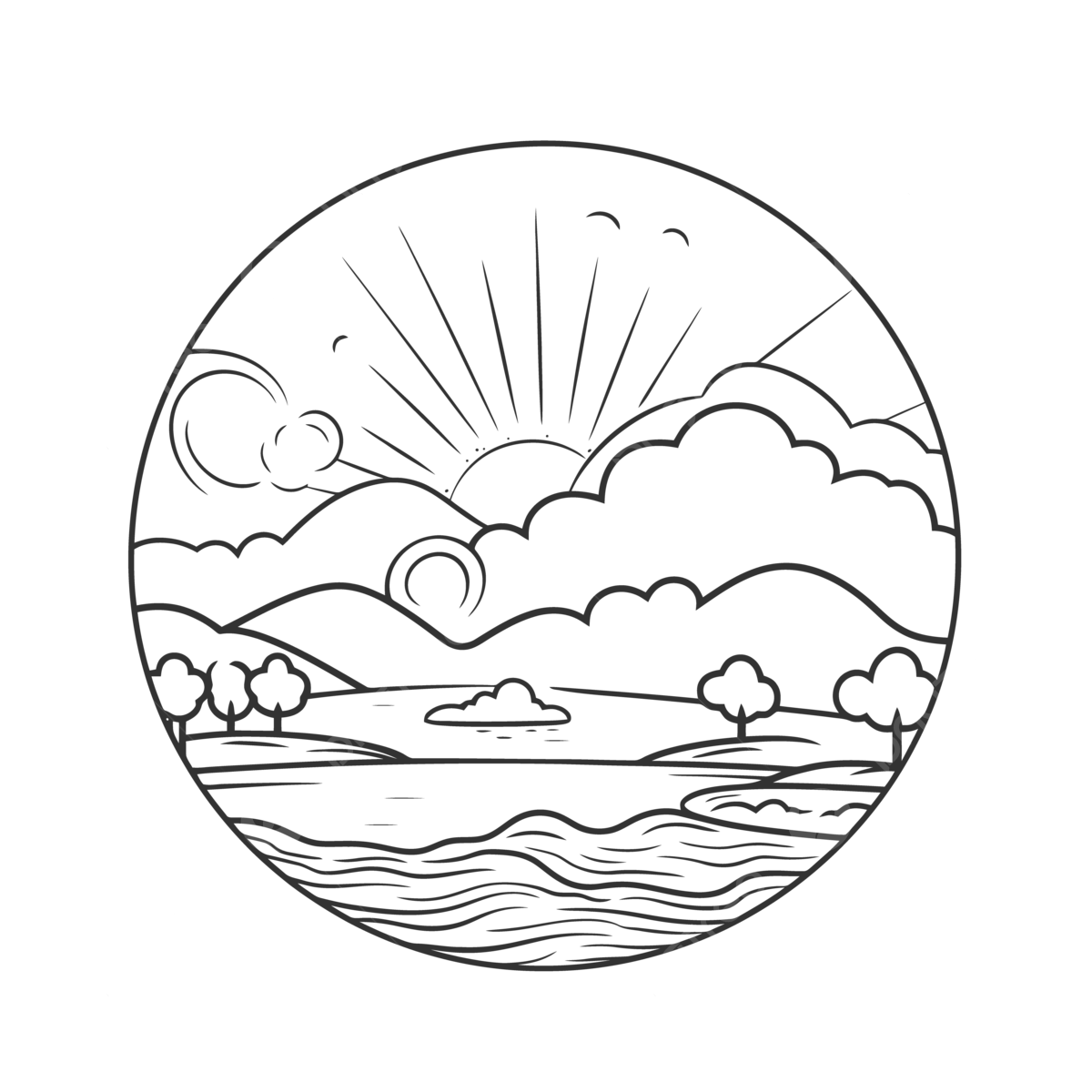 Sunrise outline png vector psd and clipart with transparent background for free download