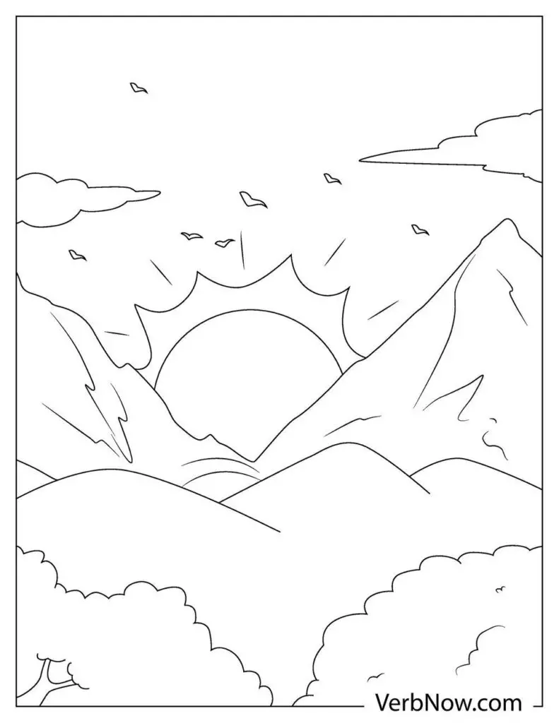 Free sunset coloring pages book for download printable pdf