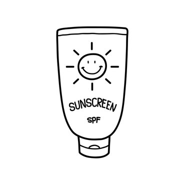 Sunscreen spf sunblock lotion a hand drawn vector illustration of a sunscreen spf lotion vector