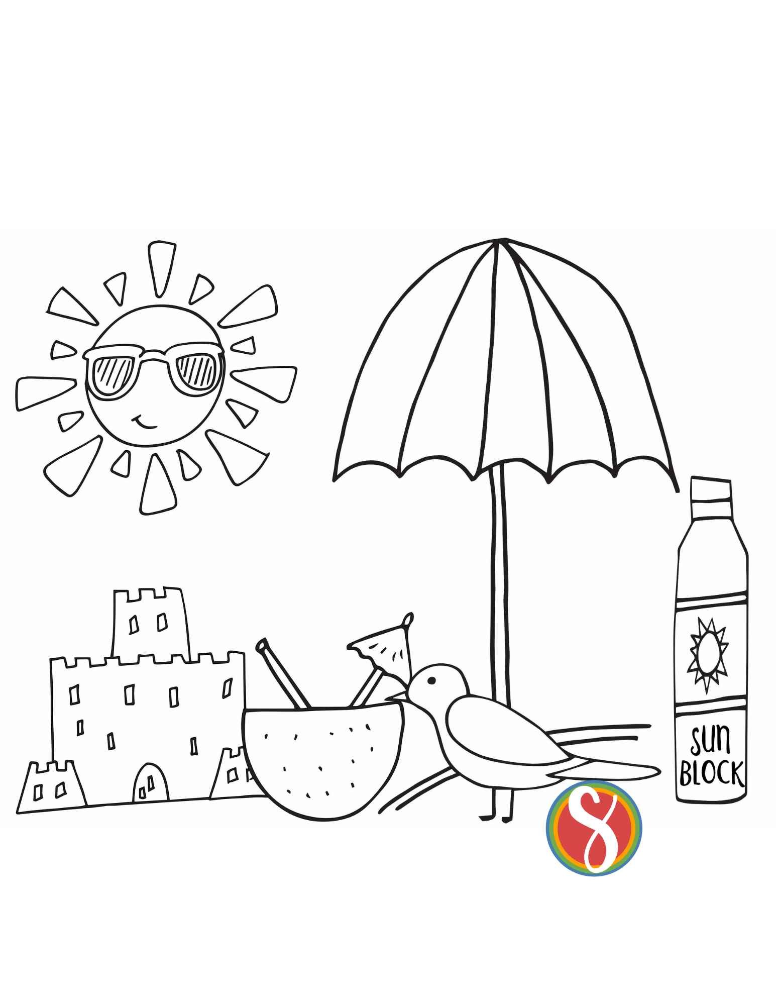 Free beach coloring pages â stevie doodles
