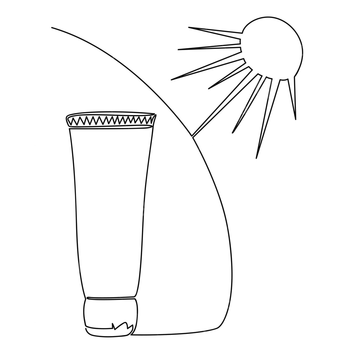 Single line art of a sunburn sunscreen application vector suntan sun protection lotion png and vector with transparent background for free download
