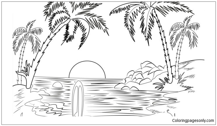 Sunset coloring pages