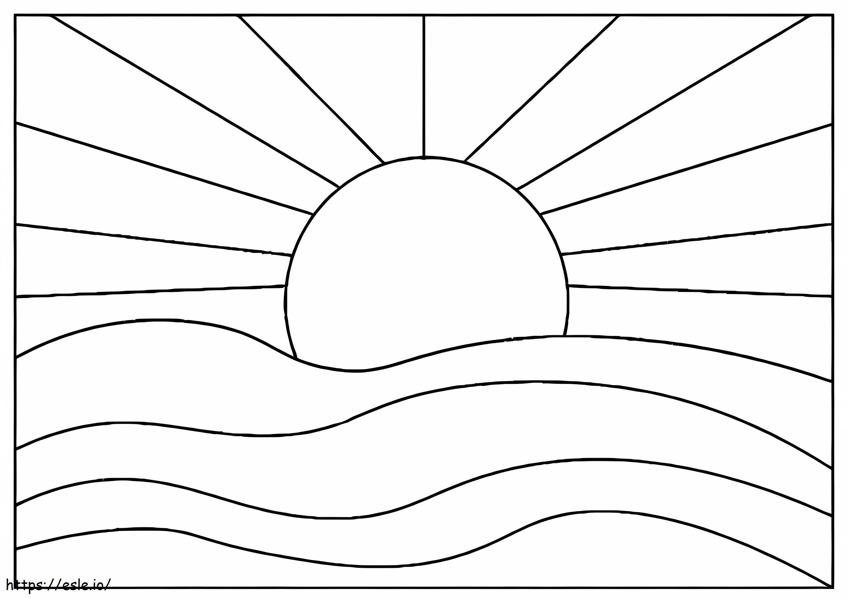 Simple sunset image coloring page