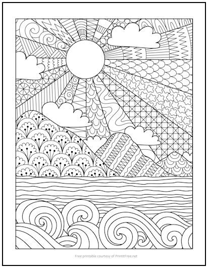 Noonday sun coloring page print it free sun coloring pages pattern coloring pages detailed coloring pages