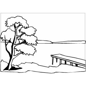 Sunset in river coloring page
